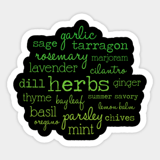 Garden Herbs Word Art Sticker